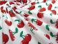 Preview: Stoff Baumwolle Jersey Kirschen Design weiß rot grün Kleiderstoff Kinderstoff