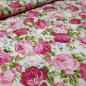 Preview: Stoff Baumwolle Popeline Rosen Blumen Design pink rosa grün blau weiß Kleiderstoff Blusenstoff Dekostoff