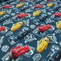 Preview: Cotton jersey fabric with Disney Cars Lightning McQueen River Scott design, gray, red, yellow, white, colorful, clothing fabric, children's fabric, licensed fabric