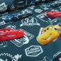 Preview: Cotton jersey fabric with Disney Cars Lightning McQueen River Scott design, gray, red, yellow, white, colorful, clothing fabric, children's fabric, licensed fabric