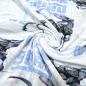 Preview: Stoff Baumwoll Jersey Jurassic World Raptor Squad Dinos Dinosaurier Design weiß blau grau bunt Lizenzstoff Kinderstoff Kleiderstoff