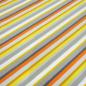 Preview: Stoff Baumwolle Jersey mit bunten Streifen Design gelb orange weiß grau taupé bunt gestreift Kleiderstoff Kinderstoff