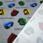 Preview: Fabric cotton French Terry Harry Potter Hogwarts crest design gray melange blue green red yellow black licensed fabric children's fabric dress fabric