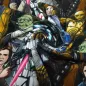Preview: Stoff Baumwolle Jersey mit Star Wars 2 Comic Figuren Design schwarz weiß bunt Kinderstoff Kleiderstoff