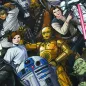 Preview: Stoff Baumwolle Jersey mit Star Wars 2 Comic Figuren Design schwarz weiß bunt Kinderstoff Kleiderstoff
