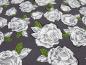 Preview: Stoff Viskose Jersey Blumen Rosen Design weiß taupé grün geblümt Kleiderstoff