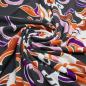 Preview: Stoff Viskose Jersey Blumenmuster Design grau orange lila rosa weiß Kleiderstoff