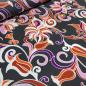 Preview: Stoff Viskose Jersey Blumenmuster Design grau orange lila rosa weiß Kleiderstoff