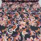 Preview: Stoff Viskose Jersey Blumenmuster Design grau orange lila rosa weiß Kleiderstoff