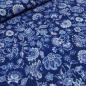 Preview: Stoff Yoryu Chiffon Crinkle Blumenmuster Design blau royalblau weiss Blusenstoff Kleiderstoff