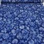Preview: Stoff Yoryu Chiffon Crinkle Blumenmuster Design blau royalblau weiss Blusenstoff Kleiderstoff