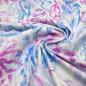 Preview: Stoff Baumwolle Satin Stretch Blumenmuster Design weiß blau pink rosa Kleiderstoff Hosenstoff Kostümstoff