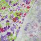 Preview: Stoff leichter Viskose Feinstrick Strickstoff mit abstrakten Blumenmuster weiß grün flieder pink lila rosa Kleiderstoff