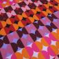 Preview: Stoff Jersey mit retro Kreise Design pink orange rot rosa bordeaux blau bunt Kleiderstoff