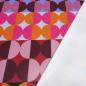 Preview: Stoff Jersey mit retro Kreise Design pink orange rot rosa bordeaux blau bunt Kleiderstoff