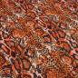 Preview: Stoff Viskose Jersey mit Schlangen Tierprint Design orange rosa schwarz braun bunt Kleiderstoff