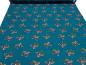 Preview: Fabric cotton jersey deer fawn flower design petrol brown red colorful children's fabric dress fabric