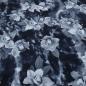 Preview: Stoff Baumwolle French Terry Sweatshirtstoff Blumen Blüten Himmel graublau blau schwarz weiß Kleiderstoff Kinderstoff