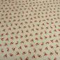 Preview: Stoff Baumwolle Dekostoff in Leinen Optik mit Hirsche Design natur beige rot Trachtenstoff Kleiderstoff
