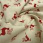 Preview: Stoff Baumwolle Dekostoff in Leinen Optik mit Hirsche Design natur beige rot Trachtenstoff Kleiderstoff