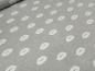 Preview: Stoff Sweatshirtstoff French Terry Glitzer Lips Lippen Design hellgrau melange weiß silber Kleiderstoff