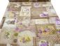 Preview: Stoff Dekostoff Taschenstoff Tischdeckenstoff Patchwork Holz Blumen Herzen Design braun beige flieder grün bunt