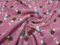 Preview: Stoff Alpenfleece Sweatshirtstoff mit retro vintage Blumendesign rosa weiß rot gelb grau petrol Kleiderstoff Hoodiestoff