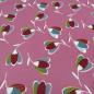 Preview: Stoff Alpenfleece Sweatshirtstoff mit retro vintage Blumendesign rosa weiß rot gelb grau petrol Kleiderstoff Hoodiestoff