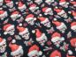 Preview: Stoff Baumwolle Popeline mit Xmas Weihnachts Totenköpfe Skulls mit Weihnachtsmützen Design schwarz rot weiß Kleiderstoff Blusenstoff Dekostoff