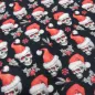 Preview: Stoff Baumwolle Popeline mit Xmas Weihnachts Totenköpfe Skulls mit Weihnachtsmützen Design schwarz rot weiß Kleiderstoff Blusenstoff Dekostoff
