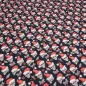 Preview: Stoff Baumwolle Popeline mit Xmas Weihnachts Totenköpfe Skulls mit Weihnachtsmützen Design schwarz rot weiß Kleiderstoff Blusenstoff Dekostoff