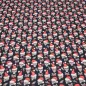 Preview: Stoff Baumwolle Popeline mit Xmas Weihnachts Totenköpfe Skulls mit Weihnachtsmützen Design schwarz rot weiß Kleiderstoff Blusenstoff Dekostoff
