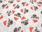 Preview: Stoff Baumwolle Popeline mit Xmas Weihnachts Möpse Bulldogge Hunde Design ecrú rot beige schwarz Kleiderstoff Blusenstoff Dekostoff
