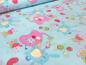 Preview: Stoff Baumwolle Popeline Patchwork Elefanten Hasen blau rosa bunt Kinderstoff Kleiderstoff