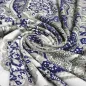 Preview: Fabric viscose jersey with flowers ornaments design white gray blue dress fabric