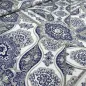 Preview: Fabric viscose jersey with flowers ornaments design white gray blue dress fabric