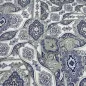 Preview: Fabric viscose jersey with flowers ornaments design white gray blue dress fabric