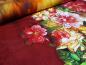 Preview: Stoff Jersey Stoffpanel 95 cm Blumen Ranken Design vanille rot grün bunt Kleiderstoff