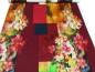 Preview: Stoff Jersey Stoffpanel 95 cm Blumen Ranken Design vanille rot grün bunt Kleiderstoff