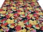 Preview: Stoff Viskose Jersey Blumen Rosen Design rot gold-gelb schwarz bunt Kleiderstoff