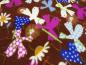 Preview: Stoff Microfleece Wellnessfleece mit Vögel Herzen Blumen Design braun pink blau weiß bunt Kinderstoff Dekostoff Kleiderstoff