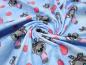 Preview: Stoff Baumwolle Jersey mit Mäuse Bubbles Design jeans hellblau grau rosa bunt Kinderstoff Kleiderstoff