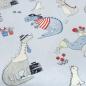 Preview: Stoff Baumwolle Popeline mit Dinos Dinosaurier Design hellblau blau rot weiß grau schwarz Kleiderstoff Kinderstoff Dekostoff​