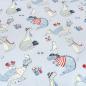 Preview: Stoff Baumwolle Popeline mit Dinos Dinosaurier Design hellblau blau rot weiß grau schwarz Kleiderstoff Kinderstoff Dekostoff​