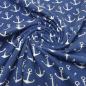 Preview: Fabric Cotton French terry sweatshirt fabric with nautical anchor design blue white children's fabric dress fabric