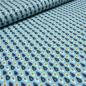 Preview: Stoff 100% Baumwolle Popeline mit Tropfen Design türkis blau weiß senf bunt Kleiderstoff Kinderstoff Dekostoff