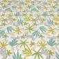 Preview: Stoff Baumwolle Popeline mit Tiere Zebra Katze Vogel Plamen Blätter Design hellbeige grün ocker braun bunt Blusenstoff Kleiderstoff Dekostoff