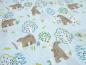 Preview: Fabric cotton poplin with bear trees design light blue brown green colorful children's fabric dress fabric blouse fabric decoration fabric