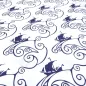 Preview: Stoff 100% Baumwolle Popeline mit Schiffe Wellen Design weiß marine blau Kleiderstoff Blusenstoff Dekostoff