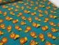 Preview: Stoff Baumwolle Jersey mit Löwe Löwen Design petrol orange bunt Kinderstoff Kleiderstoff